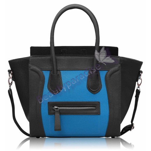 Black Blue Tote Handbag