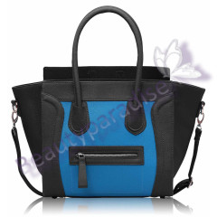 Black Blue Tote Handbag