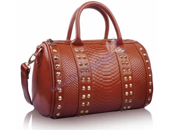 Fashion Satchel Grab Bag Brown 