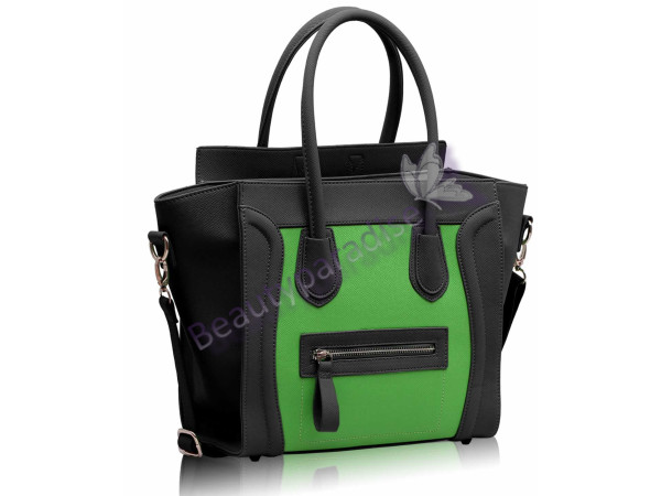 Black Green Tote Handbag