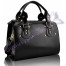 Glossy Black Studded Fashion Satchel Handbag