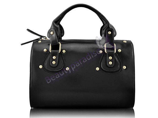 Blank Svart Studded Fashion Satchel Handbag