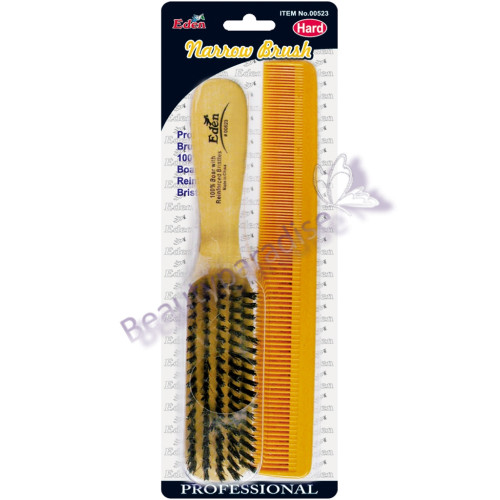 Eden Hard Narrow Hair Brush  With Styling Comb
