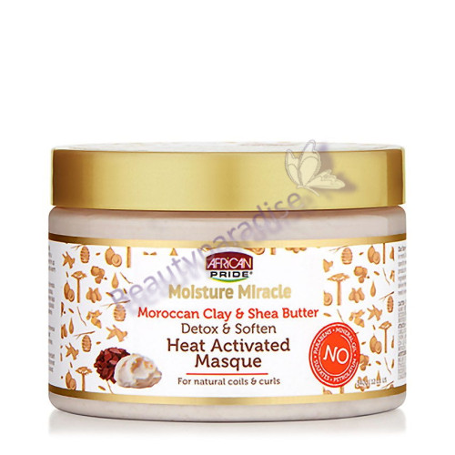 African Pride Moisture Miracle Moroccan Clay & Shea Butter Heat – Activated Masque
