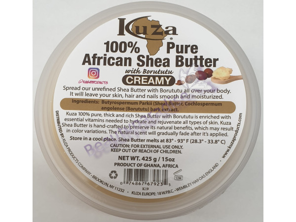 Kuza Naturals African Shea Butter With Borututu, Yellow, Creamy 425g