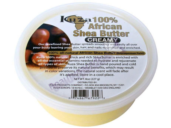 Kuza Naturals African Shea Butter With Borututu, Yellow, Creamy 227g