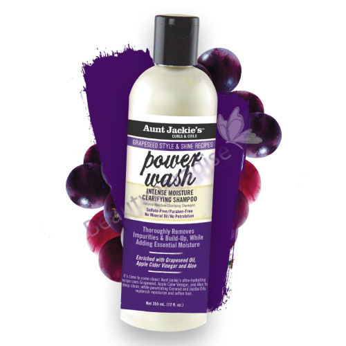Aunt Jackies Grapeseed Style & Shine Recipes POWER WASH Intense Moisture Clarifying Shampoo