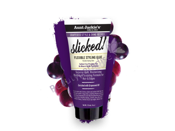 Aunt Jackie's Grapeseed Style & Shine Recipes SLICKED! Flexible Styling Glue