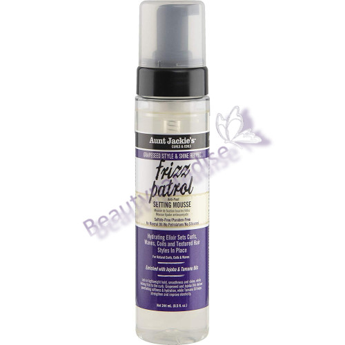 Aunt Jackies Grapeseed Style & Shine Recipes FRIZZ PATROL Anti-Poof Twist & Curl Setting Mousse