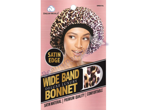 Dream World Wide Band Bonnet Satin Leopard