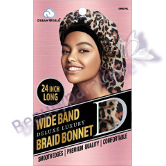 Dream World Wide Band Braid Bonnet XL Leopard